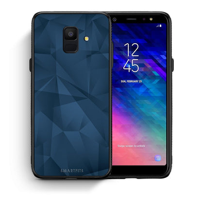 Θήκη Samsung A6 2018 Blue Abstract Geometric από τη Smartfits με σχέδιο στο πίσω μέρος και μαύρο περίβλημα | Samsung A6 2018 Blue Abstract Geometric case with colorful back and black bezels