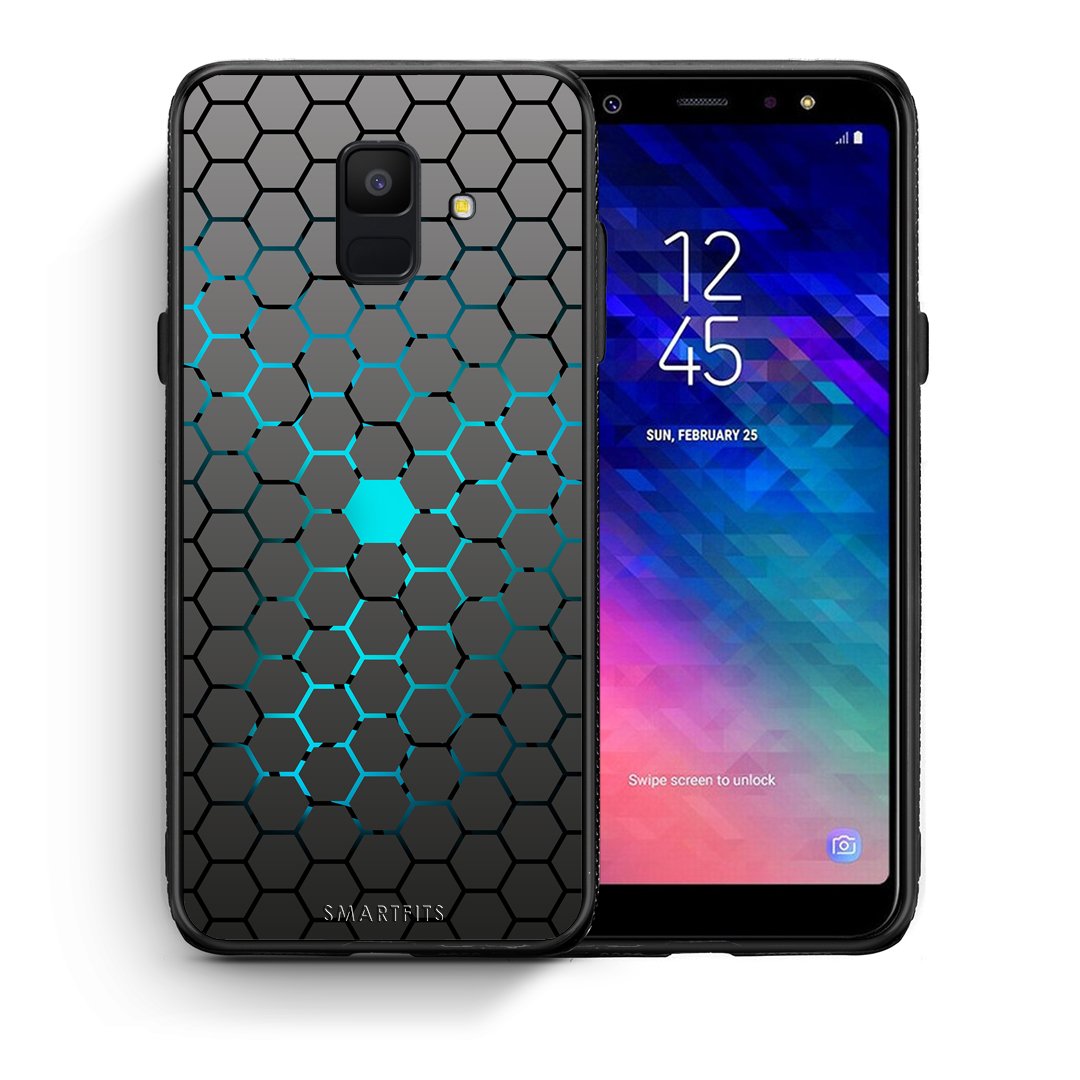 Θήκη Samsung A6 2018 Hexagonal Geometric από τη Smartfits με σχέδιο στο πίσω μέρος και μαύρο περίβλημα | Samsung A6 2018 Hexagonal Geometric case with colorful back and black bezels