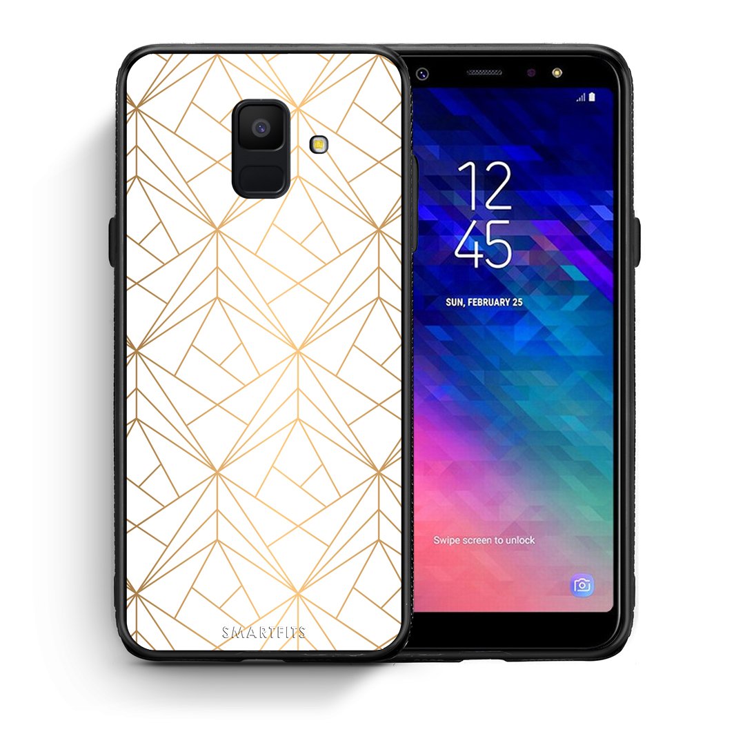 Θήκη Samsung A6 2018 Luxury White Geometric από τη Smartfits με σχέδιο στο πίσω μέρος και μαύρο περίβλημα | Samsung A6 2018 Luxury White Geometric case with colorful back and black bezels