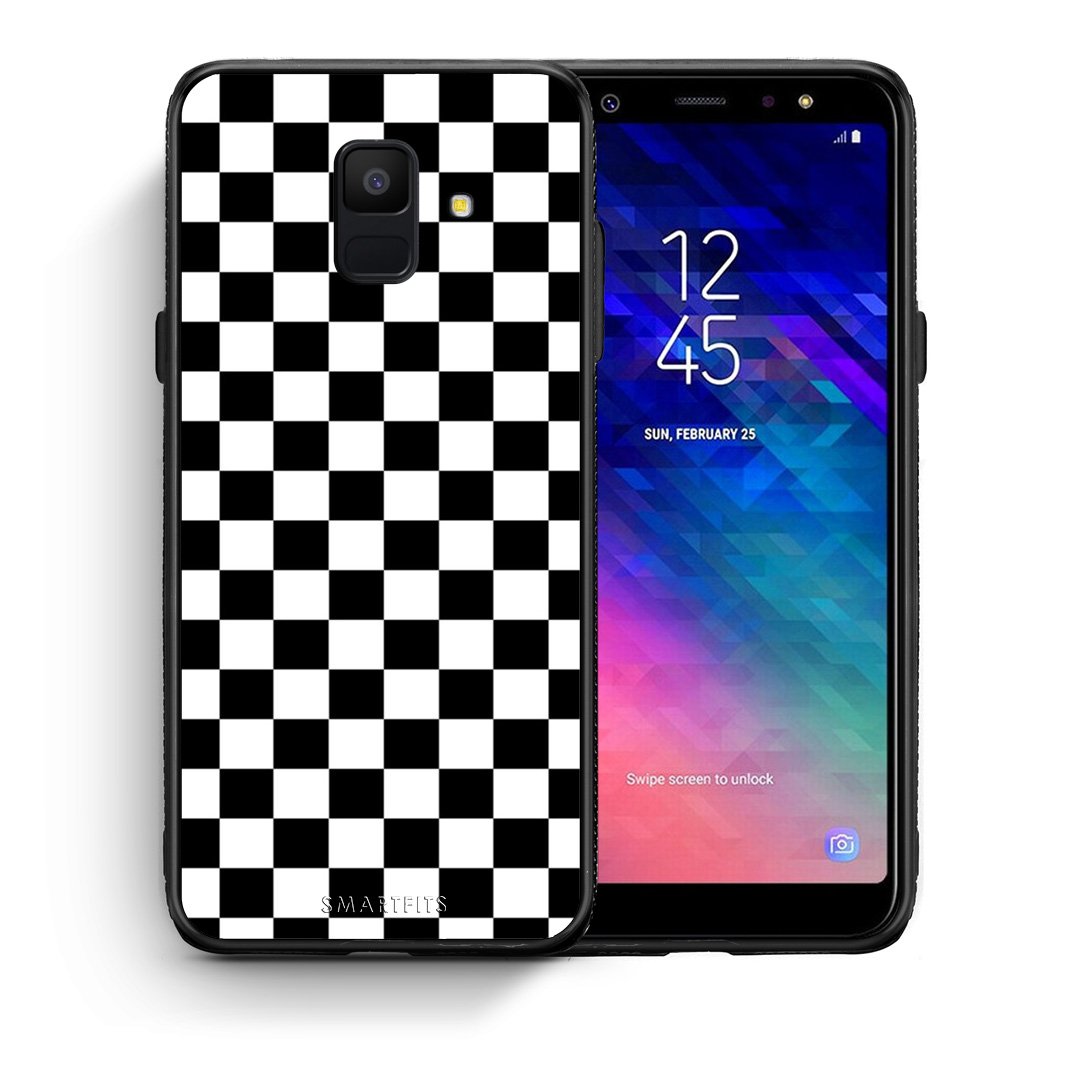 Θήκη Samsung A6 2018 Squares Geometric από τη Smartfits με σχέδιο στο πίσω μέρος και μαύρο περίβλημα | Samsung A6 2018 Squares Geometric case with colorful back and black bezels