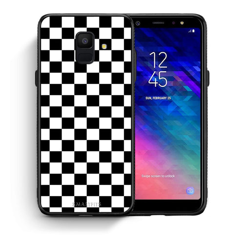 Θήκη Samsung A6 2018 Squares Geometric από τη Smartfits με σχέδιο στο πίσω μέρος και μαύρο περίβλημα | Samsung A6 2018 Squares Geometric case with colorful back and black bezels
