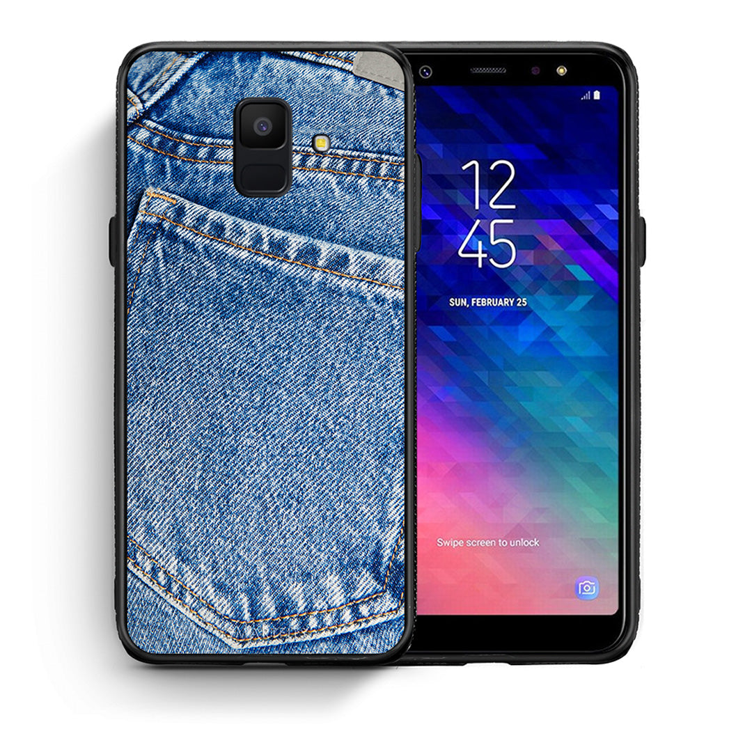 Θήκη Samsung A6 2018 Jeans Pocket από τη Smartfits με σχέδιο στο πίσω μέρος και μαύρο περίβλημα | Samsung A6 2018 Jeans Pocket case with colorful back and black bezels