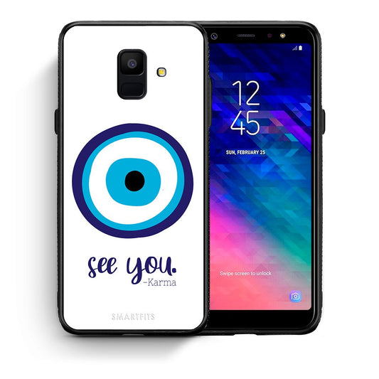 Θήκη Samsung A6 2018 Karma Says από τη Smartfits με σχέδιο στο πίσω μέρος και μαύρο περίβλημα | Samsung A6 2018 Karma Says case with colorful back and black bezels