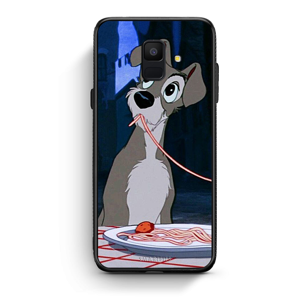 samsung A6 Lady And Tramp 1 Θήκη Αγίου Βαλεντίνου από τη Smartfits με σχέδιο στο πίσω μέρος και μαύρο περίβλημα | Smartphone case with colorful back and black bezels by Smartfits