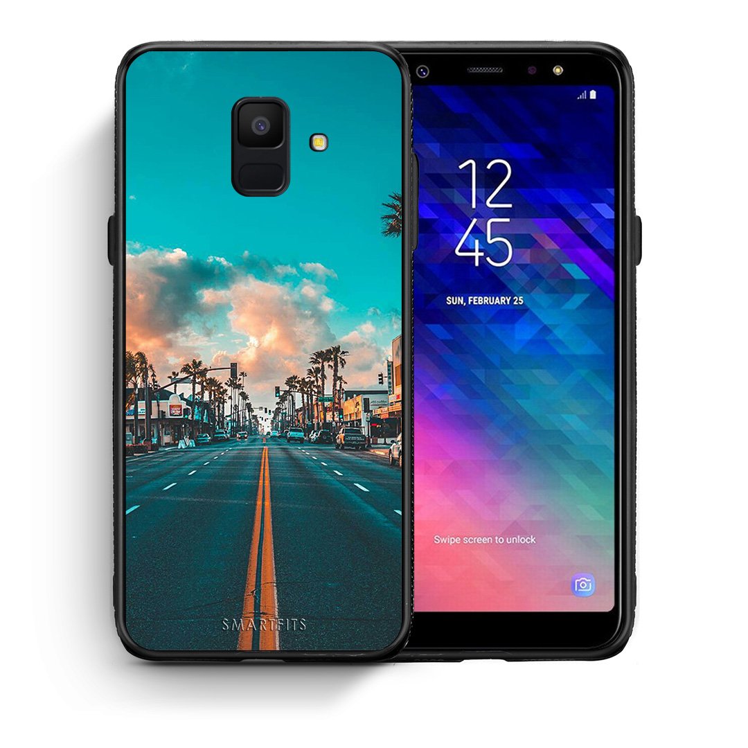 Θήκη Samsung A6 2018 City Landscape από τη Smartfits με σχέδιο στο πίσω μέρος και μαύρο περίβλημα | Samsung A6 2018 City Landscape case with colorful back and black bezels