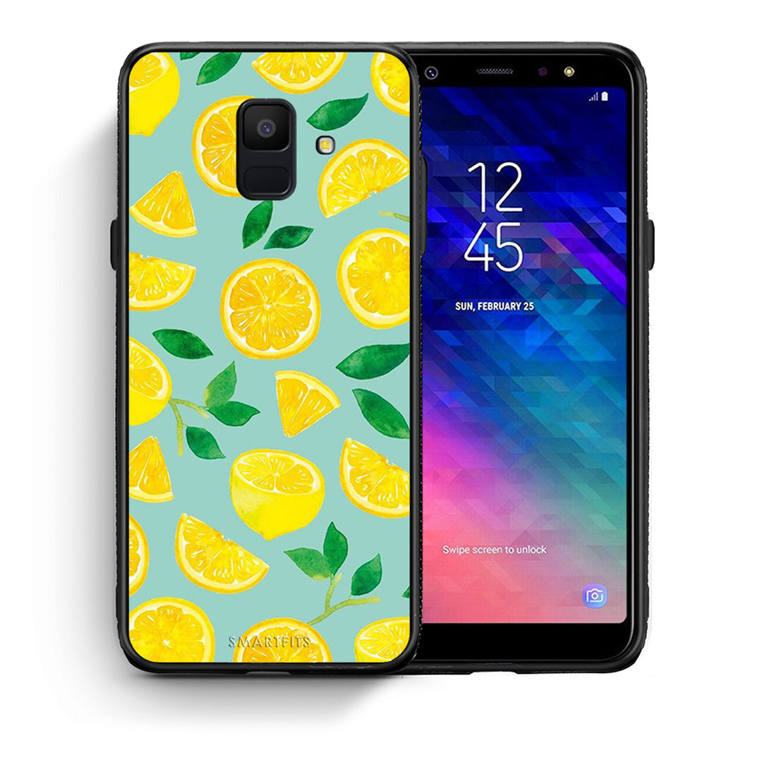 Θήκη Samsung A6 2018 Lemons από τη Smartfits με σχέδιο στο πίσω μέρος και μαύρο περίβλημα | Samsung A6 2018 Lemons case with colorful back and black bezels