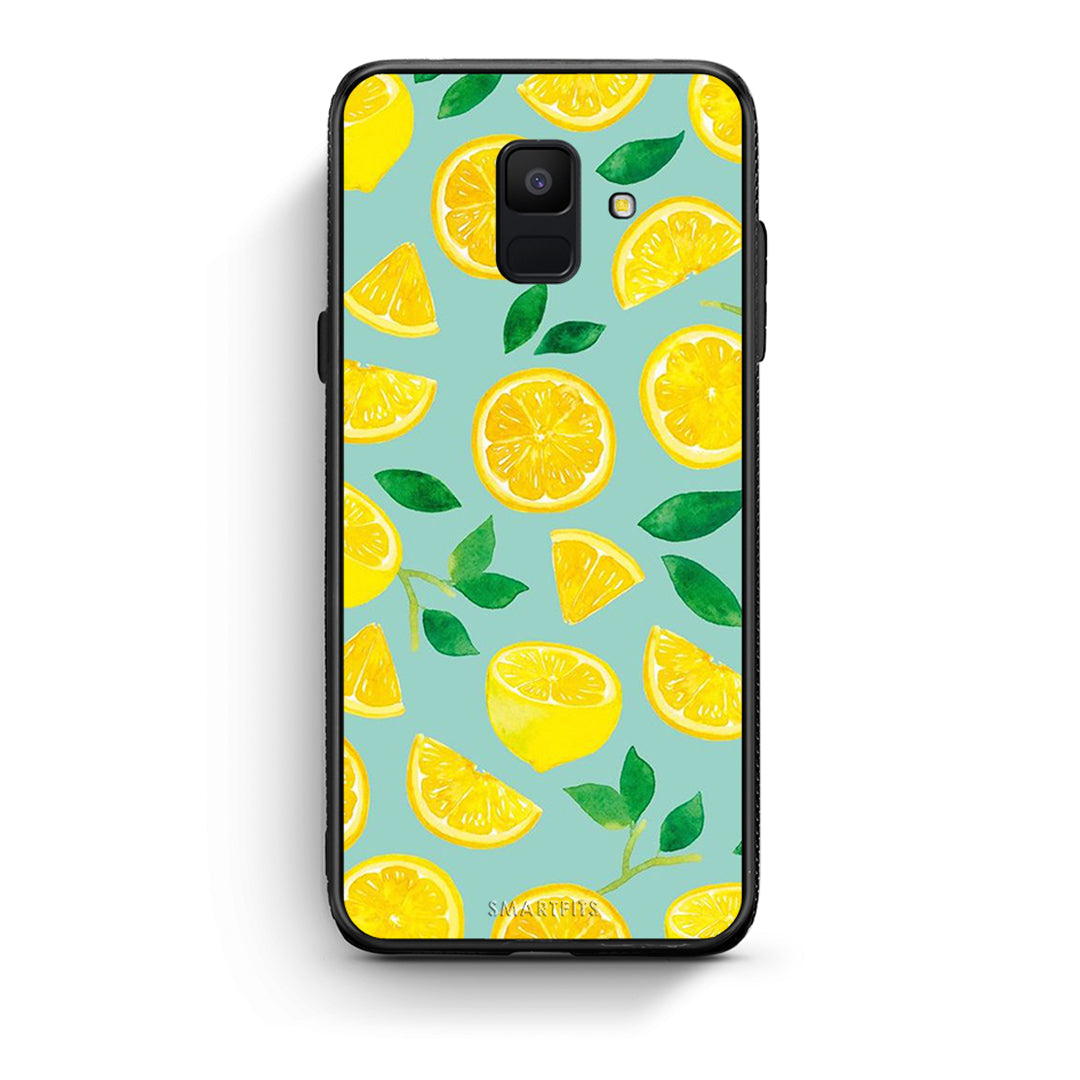 samsung A6 Lemons θήκη από τη Smartfits με σχέδιο στο πίσω μέρος και μαύρο περίβλημα | Smartphone case with colorful back and black bezels by Smartfits