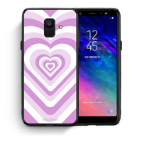 Thumbnail for Θήκη Samsung A6 2018 Lilac Hearts από τη Smartfits με σχέδιο στο πίσω μέρος και μαύρο περίβλημα | Samsung A6 2018 Lilac Hearts case with colorful back and black bezels