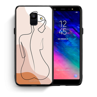 Θήκη Samsung A6 2018 LineArt Woman από τη Smartfits με σχέδιο στο πίσω μέρος και μαύρο περίβλημα | Samsung A6 2018 LineArt Woman case with colorful back and black bezels
