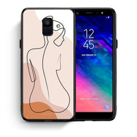 Thumbnail for Θήκη Samsung A6 2018 LineArt Woman από τη Smartfits με σχέδιο στο πίσω μέρος και μαύρο περίβλημα | Samsung A6 2018 LineArt Woman case with colorful back and black bezels