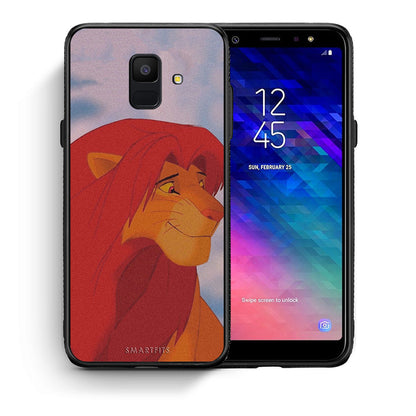 Θήκη Αγίου Βαλεντίνου Samsung A6 2018 Lion Love 1 από τη Smartfits με σχέδιο στο πίσω μέρος και μαύρο περίβλημα | Samsung A6 2018 Lion Love 1 case with colorful back and black bezels