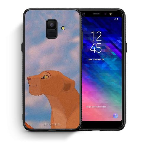 Θήκη Αγίου Βαλεντίνου Samsung A6 2018 Lion Love 2 από τη Smartfits με σχέδιο στο πίσω μέρος και μαύρο περίβλημα | Samsung A6 2018 Lion Love 2 case with colorful back and black bezels
