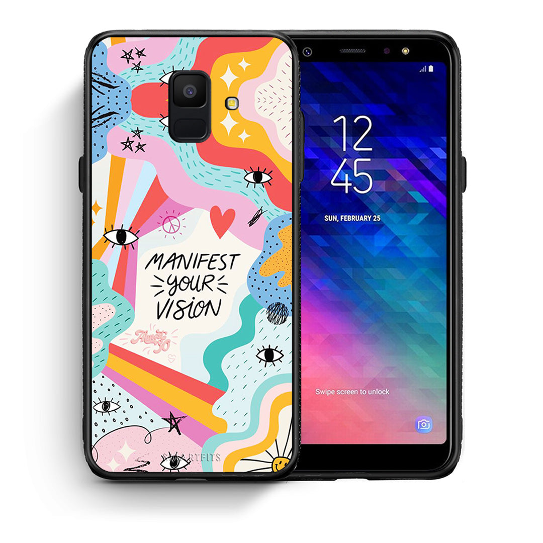 Θήκη Samsung A6 2018 Manifest Your Vision από τη Smartfits με σχέδιο στο πίσω μέρος και μαύρο περίβλημα | Samsung A6 2018 Manifest Your Vision case with colorful back and black bezels