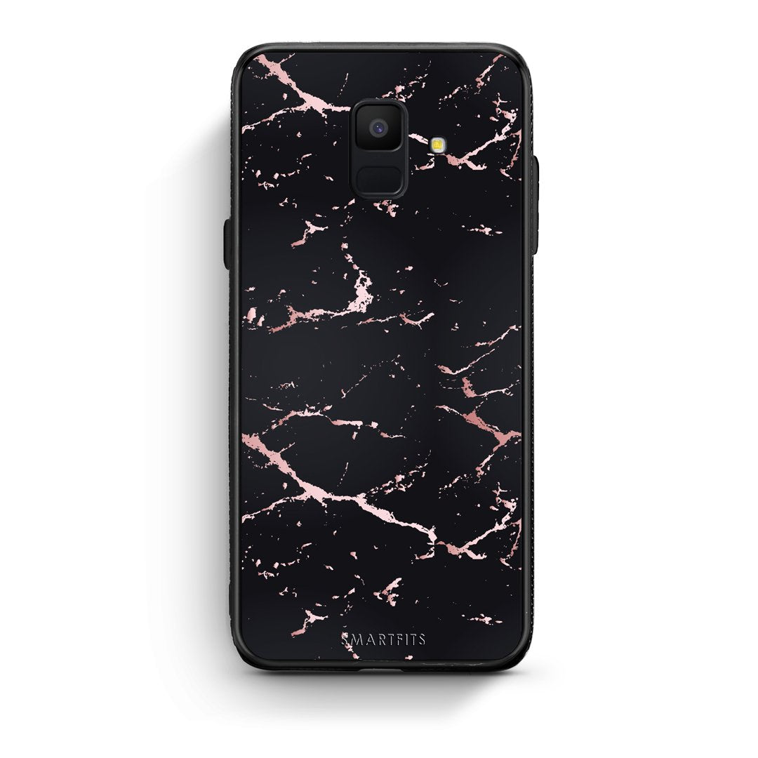 4 - samsung galaxy A6  Black Rosegold Marble case, cover, bumper