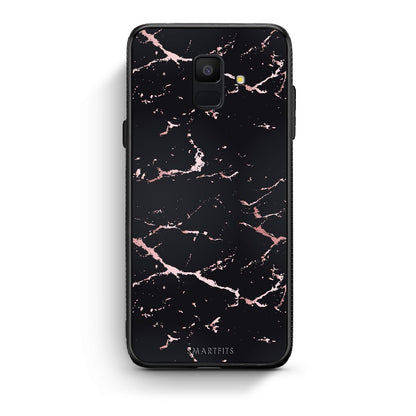 4 - samsung galaxy A6  Black Rosegold Marble case, cover, bumper