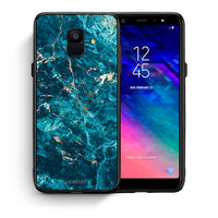 Thumbnail for Θήκη Samsung A6 2018 Marble Blue από τη Smartfits με σχέδιο στο πίσω μέρος και μαύρο περίβλημα | Samsung A6 2018 Marble Blue case with colorful back and black bezels