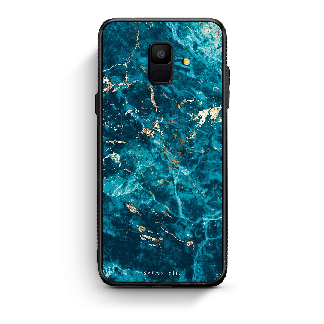 samsung A6 Marble Blue θήκη από τη Smartfits με σχέδιο στο πίσω μέρος και μαύρο περίβλημα | Smartphone case with colorful back and black bezels by Smartfits