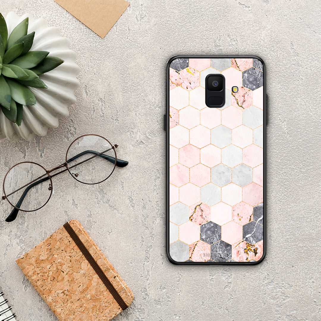 Marble Hexagon Pink - Samsung Galaxy A6 2018 θήκη