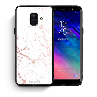 Θήκη Samsung A6 2018 Pink Splash Marble από τη Smartfits με σχέδιο στο πίσω μέρος και μαύρο περίβλημα | Samsung A6 2018 Pink Splash Marble case with colorful back and black bezels