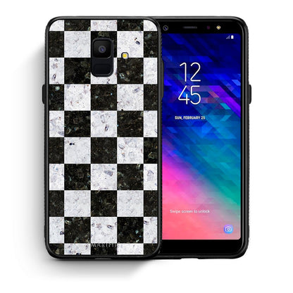 Θήκη Samsung A6 2018 Square Geometric Marble από τη Smartfits με σχέδιο στο πίσω μέρος και μαύρο περίβλημα | Samsung A6 2018 Square Geometric Marble case with colorful back and black bezels