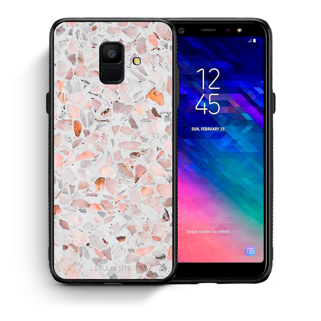Θήκη Samsung A6 2018 Marble Terrazzo από τη Smartfits με σχέδιο στο πίσω μέρος και μαύρο περίβλημα | Samsung A6 2018 Marble Terrazzo case with colorful back and black bezels