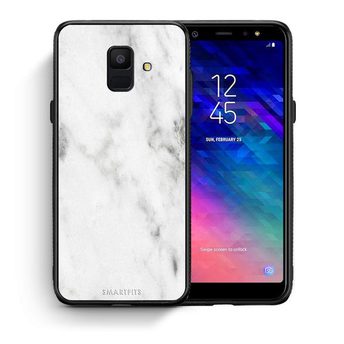 Θήκη Samsung A6 2018 White Marble από τη Smartfits με σχέδιο στο πίσω μέρος και μαύρο περίβλημα | Samsung A6 2018 White Marble case with colorful back and black bezels