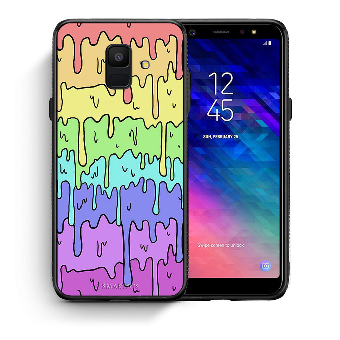 Θήκη Samsung A6 2018 Melting Rainbow από τη Smartfits με σχέδιο στο πίσω μέρος και μαύρο περίβλημα | Samsung A6 2018 Melting Rainbow case with colorful back and black bezels