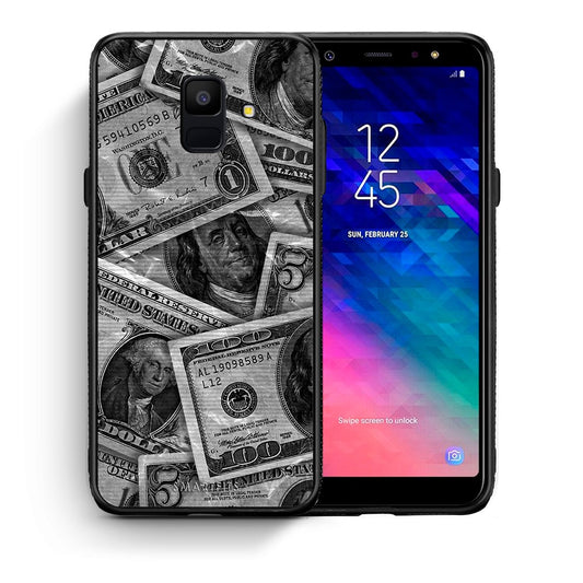 Θήκη Samsung A6 2018 Money Dollars από τη Smartfits με σχέδιο στο πίσω μέρος και μαύρο περίβλημα | Samsung A6 2018 Money Dollars case with colorful back and black bezels