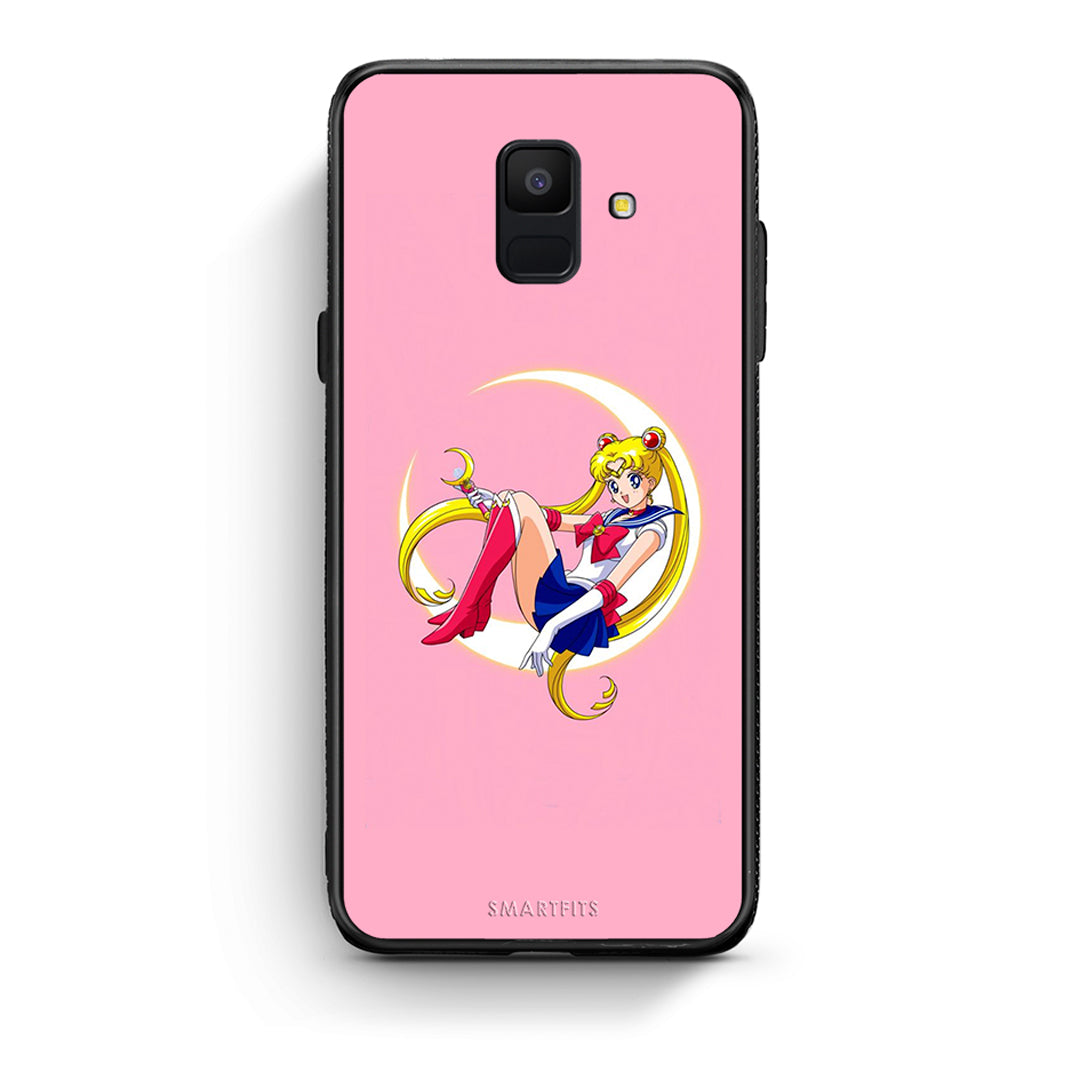 samsung A6 Moon Girl θήκη από τη Smartfits με σχέδιο στο πίσω μέρος και μαύρο περίβλημα | Smartphone case with colorful back and black bezels by Smartfits