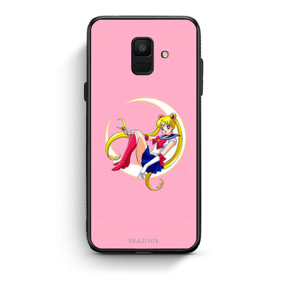 samsung A6 Moon Girl θήκη από τη Smartfits με σχέδιο στο πίσω μέρος και μαύρο περίβλημα | Smartphone case with colorful back and black bezels by Smartfits