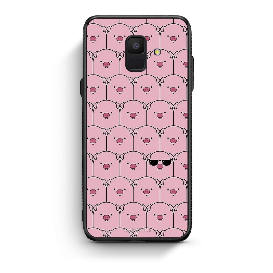samsung A6 Pig Glasses θήκη από τη Smartfits με σχέδιο στο πίσω μέρος και μαύρο περίβλημα | Smartphone case with colorful back and black bezels by Smartfits
