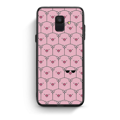 samsung A6 Pig Glasses θήκη από τη Smartfits με σχέδιο στο πίσω μέρος και μαύρο περίβλημα | Smartphone case with colorful back and black bezels by Smartfits