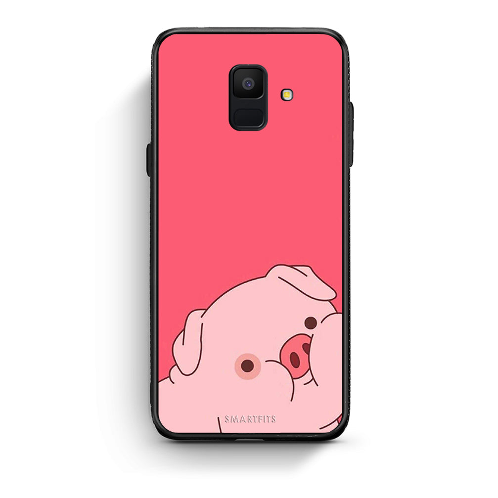 samsung A6 Pig Love 1 Θήκη Αγίου Βαλεντίνου από τη Smartfits με σχέδιο στο πίσω μέρος και μαύρο περίβλημα | Smartphone case with colorful back and black bezels by Smartfits