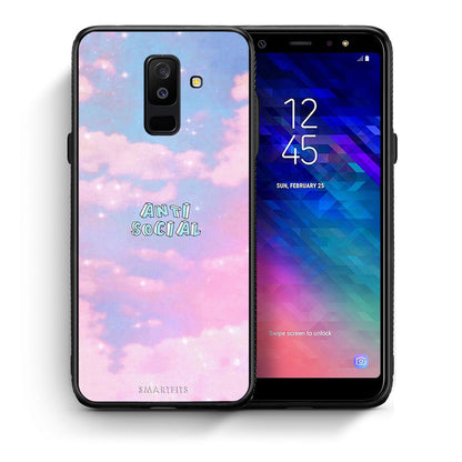 Θήκη Αγίου Βαλεντίνου Samsung A6+ 2018 Anti Social από τη Smartfits με σχέδιο στο πίσω μέρος και μαύρο περίβλημα | Samsung A6+ 2018 Anti Social case with colorful back and black bezels