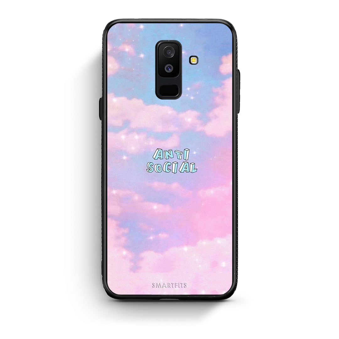 samsung A6 Plus Anti Social Θήκη Αγίου Βαλεντίνου από τη Smartfits με σχέδιο στο πίσω μέρος και μαύρο περίβλημα | Smartphone case with colorful back and black bezels by Smartfits