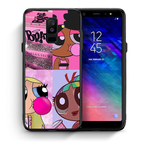 Θήκη Αγίου Βαλεντίνου Samsung A6+ 2018 Bubble Girls από τη Smartfits με σχέδιο στο πίσω μέρος και μαύρο περίβλημα | Samsung A6+ 2018 Bubble Girls case with colorful back and black bezels