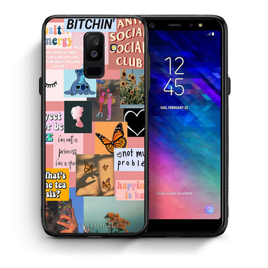 Θήκη Αγίου Βαλεντίνου Samsung A6+ 2018 Collage Bitchin από τη Smartfits με σχέδιο στο πίσω μέρος και μαύρο περίβλημα | Samsung A6+ 2018 Collage Bitchin case with colorful back and black bezels