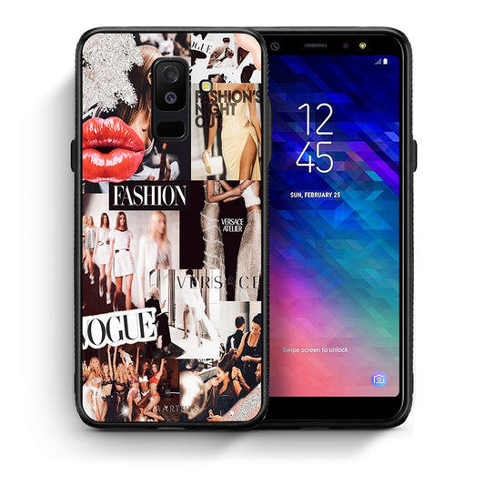 Θήκη Αγίου Βαλεντίνου Samsung A6+ 2018 Collage Fashion από τη Smartfits με σχέδιο στο πίσω μέρος και μαύρο περίβλημα | Samsung A6+ 2018 Collage Fashion case with colorful back and black bezels