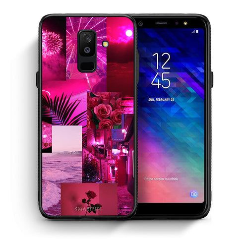 Θήκη Αγίου Βαλεντίνου Samsung A6+ 2018 Collage Red Roses από τη Smartfits με σχέδιο στο πίσω μέρος και μαύρο περίβλημα | Samsung A6+ 2018 Collage Red Roses case with colorful back and black bezels