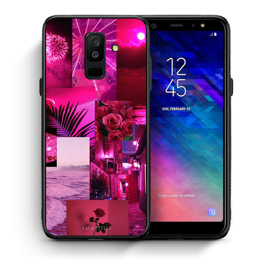 Θήκη Αγίου Βαλεντίνου Samsung A6+ 2018 Collage Red Roses από τη Smartfits με σχέδιο στο πίσω μέρος και μαύρο περίβλημα | Samsung A6+ 2018 Collage Red Roses case with colorful back and black bezels