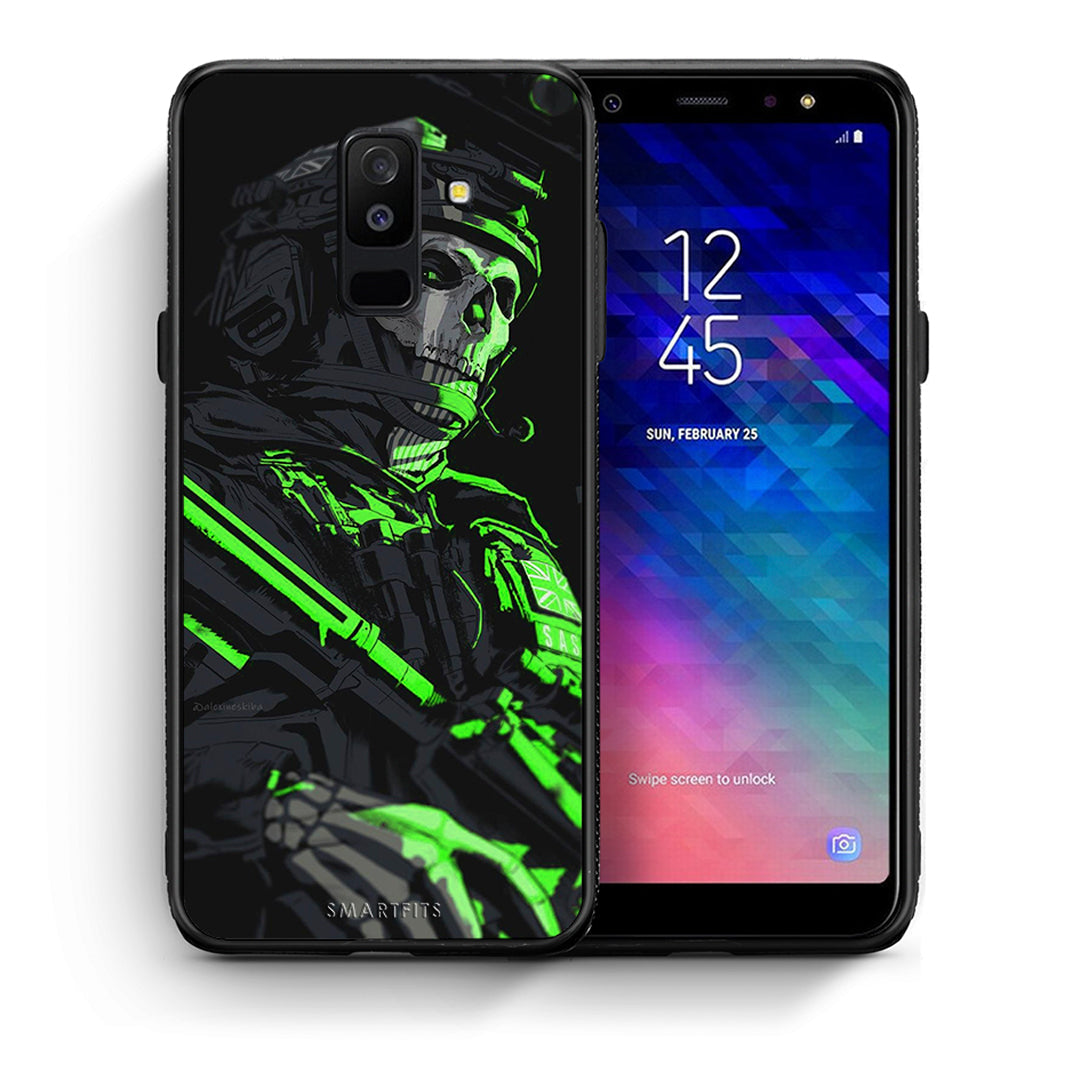 Θήκη Αγίου Βαλεντίνου Samsung A6+ 2018 Green Soldier από τη Smartfits με σχέδιο στο πίσω μέρος και μαύρο περίβλημα | Samsung A6+ 2018 Green Soldier case with colorful back and black bezels