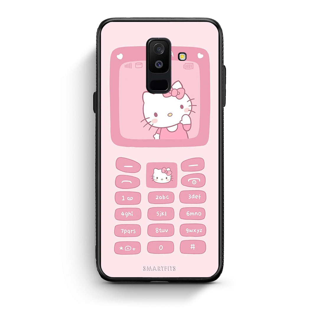 samsung A6 Plus Hello Kitten Θήκη Αγίου Βαλεντίνου από τη Smartfits με σχέδιο στο πίσω μέρος και μαύρο περίβλημα | Smartphone case with colorful back and black bezels by Smartfits