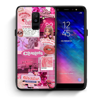 Θήκη Αγίου Βαλεντίνου Samsung A6+ 2018 Pink Love από τη Smartfits με σχέδιο στο πίσω μέρος και μαύρο περίβλημα | Samsung A6+ 2018 Pink Love case with colorful back and black bezels