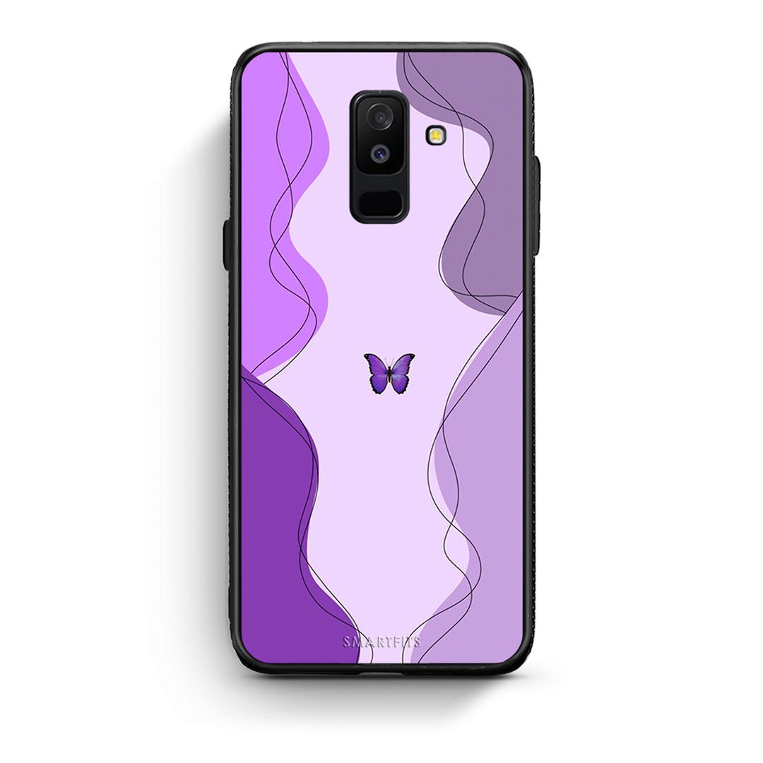 samsung A6 Plus Purple Mariposa Θήκη Αγίου Βαλεντίνου από τη Smartfits με σχέδιο στο πίσω μέρος και μαύρο περίβλημα | Smartphone case with colorful back and black bezels by Smartfits
