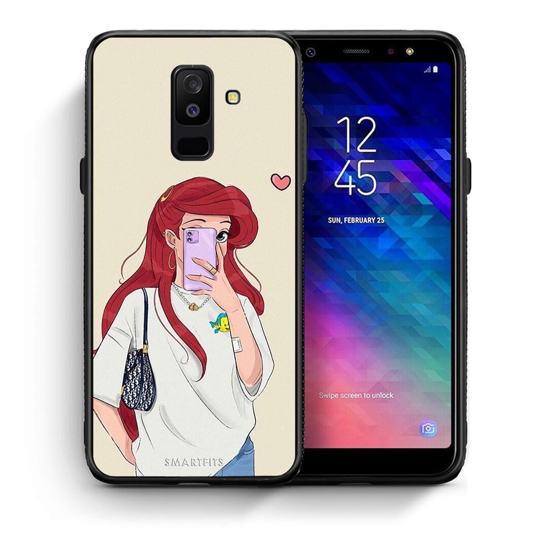 Θήκη Samsung A6+ 2018 Walking Mermaid από τη Smartfits με σχέδιο στο πίσω μέρος και μαύρο περίβλημα | Samsung A6+ 2018 Walking Mermaid case with colorful back and black bezels