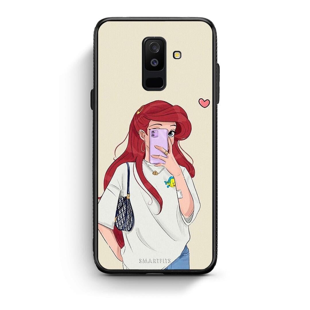 samsung A6 Plus Walking Mermaid Θήκη από τη Smartfits με σχέδιο στο πίσω μέρος και μαύρο περίβλημα | Smartphone case with colorful back and black bezels by Smartfits