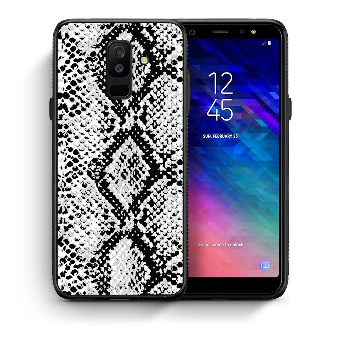 Θήκη Samsung A6+ 2018 White Snake Animal από τη Smartfits με σχέδιο στο πίσω μέρος και μαύρο περίβλημα | Samsung A6+ 2018 White Snake Animal case with colorful back and black bezels