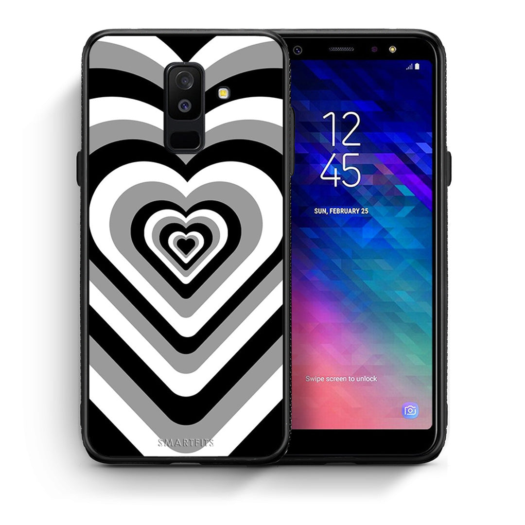 Θήκη Samsung A6+ 2018 Black Hearts από τη Smartfits με σχέδιο στο πίσω μέρος και μαύρο περίβλημα | Samsung A6+ 2018 Black Hearts case with colorful back and black bezels