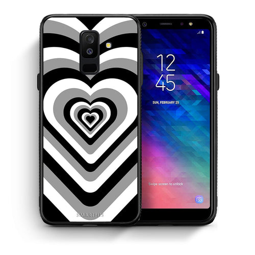 Θήκη Samsung A6+ 2018 Black Hearts από τη Smartfits με σχέδιο στο πίσω μέρος και μαύρο περίβλημα | Samsung A6+ 2018 Black Hearts case with colorful back and black bezels