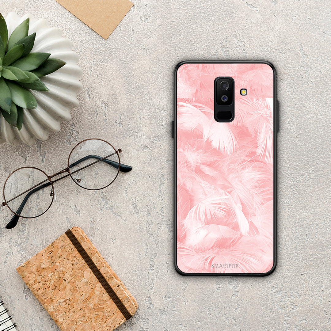 Boho Pink Feather - Samsung Galaxy A6+ 2018 θήκη